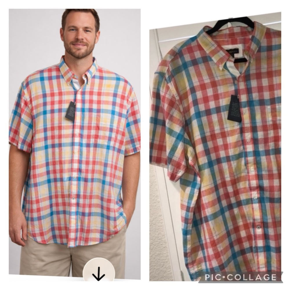 Cotton/Linen plaid shirt